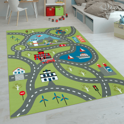 Paco Home Kinderteppich Teppich Kinderzimmer Spielteppich Junge Mädchen Modern rutschfest, Grösse:80x150 cm, Farbe:Grün 2 80 x 150 cm (Läufer) Grün 2