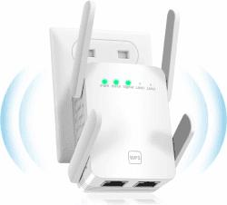 AC1200 WLAN Verstärker, Ultraxtended 1200 Mbit/s WiFi Repeater,2.4Ghz+5G mit LAN anschluss,WPS, Abdeckung bis zu 200 m², Kompatibel mit Alexa, 99% Standard-Routern AC1200-1