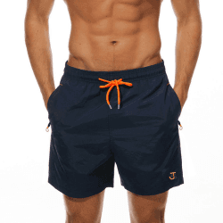 JustSun Badehose Herren mit Reißverschluss Schnelltrocknend Badeshorts mit Mesh-Futter L Dunkelblau