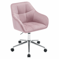 WOLTU Homeoffice Stuhl, Schreibtischstuhl, Drehstuhl, Schminkstuhl, höhenverstellbar, bis 150 kg belastbar, mit Armlehnen Samtsitz, für Schlafzimmer Büro Wohnzimmer, Rosa+Silber BS145rsw Rosa Samt