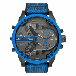 Diesel Mr. Daddy Uhr für Herren, Multifunktionswerk mit Silikon-, Edelstahl- oder Lederarmband 57MM Graphit und Blau