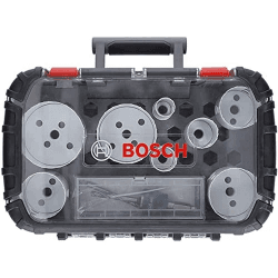Bosch 11 tlg. Lochsäge Progressor for Wood & Metal Set Elektriker (für Holz und Metall, Ø 25-86 mm, Zubehör Bohrmaschine) 25/32/40/54/60/68/76/86/HEX11/2HSS-G