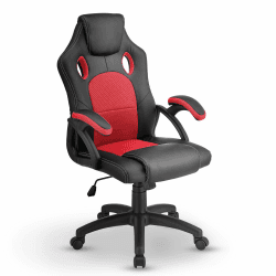 Juskys Racing Schreibtischstuhl Montreal ergonomisch höhenverstellbar & gepolstert 120 kg belastbar Bürostuhl Drehstuhl PC Gaming Stuhl - rot Rot 111 cm