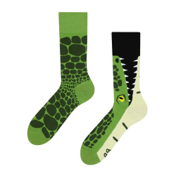 Dedoles Socken Unisex Damen Herren & Kinder Baumwolle viele lustige Designs Fussball Fahrrad Pferde Pflanzen Feuerwehr Geschenk links rechts verschieden 43-46 Krokodil