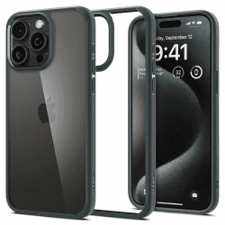 Spigen für iPhone 15 Pro Max Ultra Hybrid Hülle [Anti-Yellowing] Case Handyhülle Schutzhülle Cover Transparent Durchsichtig Dünn Slim -Abyss Green iPhone 15 Pro Max Abyss Green