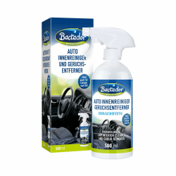 Bactador Auto Innenreiniger und Geruchsentferner Spray 500 ml - Mikrobiologischer Auto Innenraum Reiniger & Geruchsentferner - Zuverlässig bei Haustiergerüchen - Materialschonend Auto Spray 500 g (1er Pack)