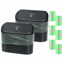 Einesin 2X Mülleimer Auto mit 120 Stück Auto Müllsäcke, Automülleinmer, Auto Mülleimer Klein, Automülleinmer Mit Deckel, Hängende Aufbewahrungsbox, Auto Accessoires (Schwarz/Schwarz)