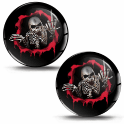 SkinoEu® 2 x Aufkleber Emblem Schalthebel Totenkopf Schädel Silikon Stickers Durchmesser 30mm Auto Moto Motorrad JDM KS 12