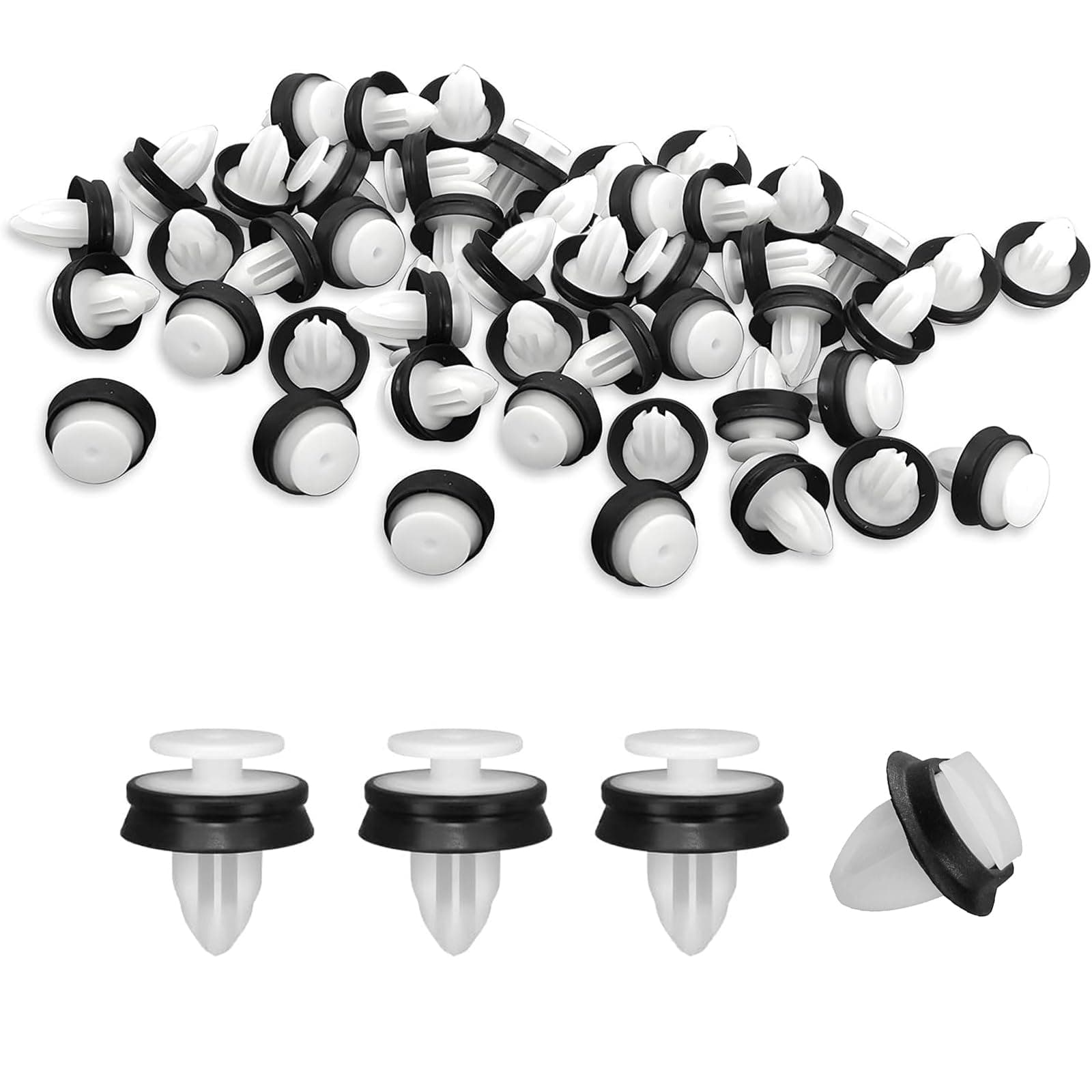 NIYATA 100Pcs Auto Tuerverkleidung Befestigung Clips,71728806 856543,Automobil Befestigungsclips 9mm,Auto Verkleidung Clips,Automobil Befestigungsclips für Fiat Ducato Weiß