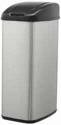 Amazon Basics 50 L / 13.2 Gallons - Mülleimer aus Edelstahl für Beengte Räume mit Berührungslosem Bewegungssensor - Rechteckig, Schwarz, Silberfarben 50 l für schmale Räume Single