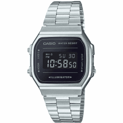 Casio Unisex Erwachsene Digital Quarz Uhr mit Edelstahl Armband Silber/Schwarz Single