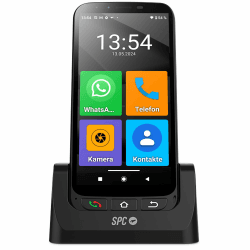 SPC Zeus 4G Pro + Gehäuse - Smartphone für Senioren | Einfacher Modus mit XXL-Symbolen | SOS-Taste, Fernkonfiguration | 4GB RAM, 64GB ROM, Android 11, 13MP Kamera, Ladestation, 5,5", Schwarz