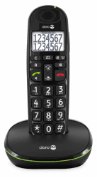 Doro PhoneEasy 110 DECT Senior Schnurlostelefon, große Schrift und große Zahlen, optische Anrufsignalisierung, Freisprechfunktin, lauter Rufton, Kurwahltasten, Hörgerätekompatibel schwarz