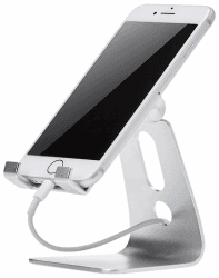 Amazon Basics - Verstellbarer Handy-Ständer für iPhone und Android , 8.1 x 7.62 x 9.9 cm, Silberfarben