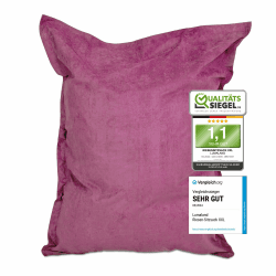 Lumaland Riesen-Sitzsack XXL 140x180cm | Indoor Bean Bag aus weichem & waschbarem Microvelours | 2-in-1- für bequemes Sitzen & Liegen | Mit über 3 Mio. anpassungsfähigen EPS-Perlen [Rosa] Microvelours XXL Rosa