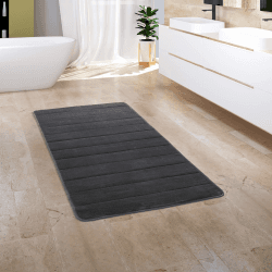 Badezimmerteppich Badematte Badteppich Badvorleger Duschvorleger Waschbar Flauschig Memory Foam 3D Effekt, Grösse:65x120 cm, Farbe:Anthrazit 65x120 cm Anthrazit