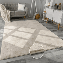 Paco Home Hochflor Teppich Wohnzimmer Flauschig Fellteppich Kunstfell Plüsch Shaggy Weich Fellimitat, Grösse:80x150 cm, Farbe:Creme 80 x 150 cm (Läufer) Creme