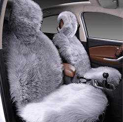 Big Ant Premium Lammfell Sitzbezug Auto, Universal Auto Vordersitz Sitzauflage aus Kunstfell, Sitzauflagen Lammfell im Winter, Schonbezug Fell,Sitzkissen für Alle Auto - Grau (1 Stück) Grau Vordersitz