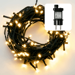 hellum Lichterkette außen 120 LED warmweiß, Lichterkette mit Timer, Lichterkette innen, Lichterkette Weihnachtsbaum 11.9m, Kabelfarbe grün <59 Lumen 577372 Warmweiß 120 LED / 11,9m beleuchtet