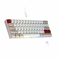 Newmen GM610 Gaming Tastatur Kabellos,60% Prozent Mechanische Bluetooth/2.4Ghz/Mit Kabel,61 Tasten RGB Beleuchtung Hot Swap Anti Ghosting TKL Mini QWERTY Keyboard für PC/Win/Mac,Rote Schalter Rot switch