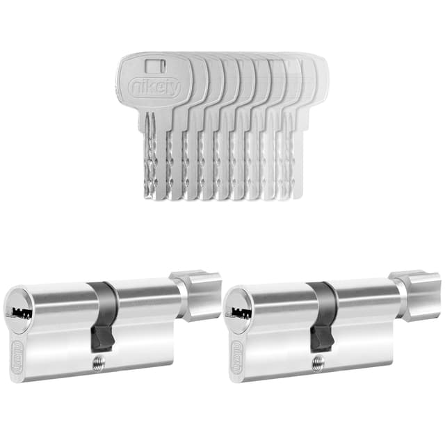 GERCAR 2x Knaufzylinder gleichschließend 2 Schließzylinder 45/45 inkl. 10 Schlüssel - 90 mm - Türschloss Zylinderschloss mit N+G Funktion gleichschliessendes 2er Set - Länge: 90mm A:45 B:45 90 mm 45/45 - mit Knauf 2er Set (Gleichschließend)
