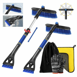 TUIBEIDAMAI Auto Eiskratzer,Schneebesen Auto Teleskop,Eiskratzer Auto mit Besen Ausziehbar,Auto Eiskratzer mit Besen,Eiskratzer Auto mit Besen Lang,für Autos Deluxe, SUV und LKW. blau