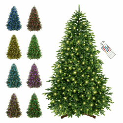 SHareconn Künstlicher Weihnachtsbaum 180 cm mit Beleuchtung[100% Spritzguss],RGB Weihnachtsbaum Künstlich mit 4026 Spitzen,310 Lichter,Premium Tannenbaum Weihnachtsbaum mit Fernbedienung, Holzständer Grün 183 cm