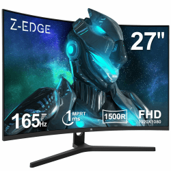 Z-Edge 27 Zoll 165Hz Curved Gaming Monitor 1ms MPRT Full HD 1080P VA Panel 1500R 16:9 Curved LED Bildschirm, FreeSync HDR10, DisplayPort1.4 & HDMI2.0, Unterstützt VESA 100x100mm