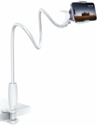 Lamicall Schwanenhals Handyhalterung für Bett, Handyhalter - [80mm Klemmbasis] Flexible Lang Arm Handy Halterung Tisch, 360 Grad Drehung Handy Ständer für iPhone, Samsung, 4-7 Zoll Smartphone Weiß