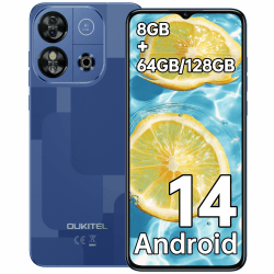 OUKITEL C57S Android 14 Smartphone Ohne Vertrag 4G - 8GB+64GB/128GB Handy Günstig, Octa Core, 6,52 Zoll HD+, 4300mAh Handy Ohne Vertrag, 4G Dreifache SLM Simlockfreie Handys 2 Jahre Garantie - Blau
