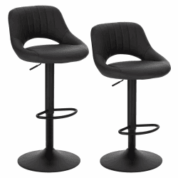 EUGAD 0666BY-2 2X Barhocker Designer Hocker Tresenhocker Bistrohocker 360° drehbar stufenlos höhenverstellbar mit Rückenlehne aus Kunstleder und Stahl Anthrazit