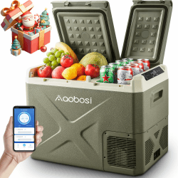 AAOBOSI Kompressor Kühlbox 32L, Kühlbox Auto Mit WiFi-APP-Steuerung, 12/24V und 100-240V Kühlbox Elektrisch, bis -20 °C für Auto, LKW, Boot, Reisemobil, Camping
