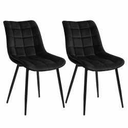 WOLTU Esszimmerstühle BH142sz-2 2er Set Küchenstuhl Polsterstuhl Wohnzimmerstuhl Sessel mit Rückenlehne, Sitzfläche aus Samt, Metallbeine, Schwarz Schwarz Samt