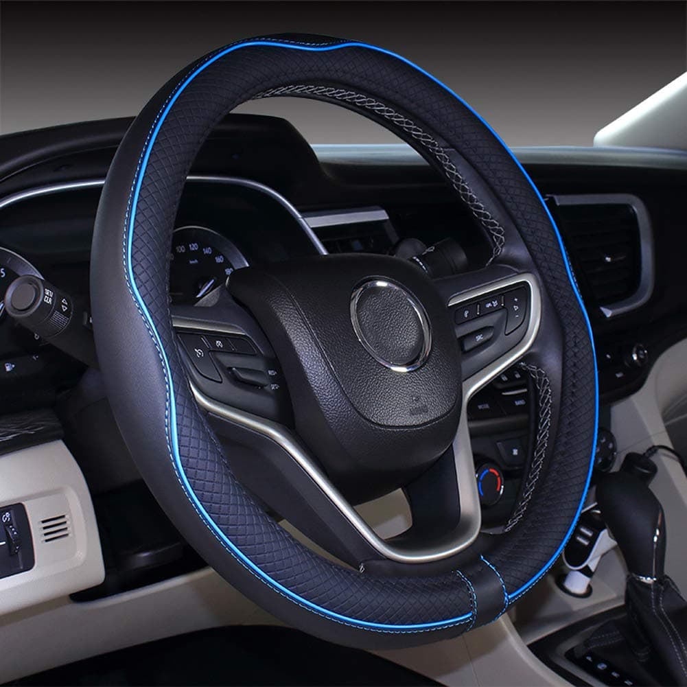 Mayco Bell 2019 New Mikrofaser Leder Lenkradbezug Auto Extra Large 42 45 47 50 cm für LKW (49-50cm, Schwarz Blau) Blau 48.5-50cm