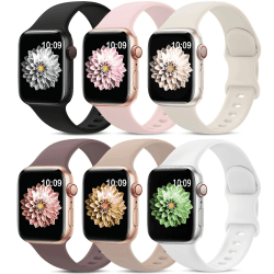 AMSKY 6 Stück Silikon Sport Armbänder Kompatibel mit Apple Watch Armband 44mm 40mm 46mm 42mm 41mm 45mm 38mm 49mm Damen Herren, Weiche Band Kompatibel mit iWatch Armband Se Ultra 10 9 8 7 6 5 4 3 2 1 44mm/45mm/46mm/49mm/42mm(Series 3 2 1) Milchtee/Polarste