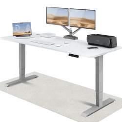 Desktronic Höhenverstellbarer Schreibtisch (200x80cm) - Schreibtisch Höhenverstellbar Elektrisch mit Flüsterleisem Dual-Motor & Touchscreen - Hohe Tragfähigkeit - Stehtisch HomePro Grau + Weiß 200 x 80 cm