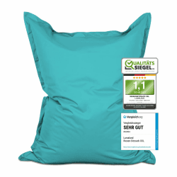 Lumaland Riesen-Sitzsack XXL 140x180 cm | Wasserfestes Indoor & Outdoor Liegekissen mit über 3 Mio. anpassungsfähigen EPS-Perlen | Bean Bag mit waschbarem Bezug [Aquamarin] Indoor & Outdoor XXL Blau (Aquamarin)