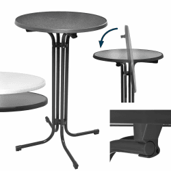 Beautissu Stehtisch klappbar 70 cm Grau Bellini – Kratzfest Stabil Wetterbeständig – Stehtische Outdoor Bistrotisch Rund leichte Montage Halterung vormontiert – Biertisch Partytisch Klappbar Bartisch 1er Set - Ø 70 cm Grau