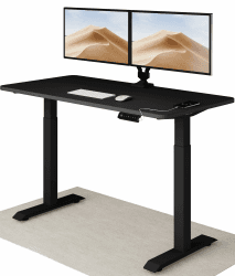 Desktronic Höhenverstellbarer Schreibtisch 140x70 cm - Stabiler Schreibtisch Höhenverstellbar Elektrisch - Standing Desk mit Touchscreen und Integrierten Ladesteckern Schwarz 140 x 70 cm