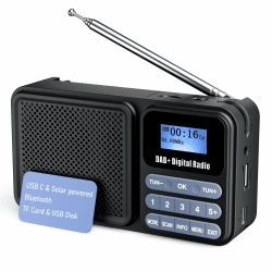 Gallypek tragbares DAB Radio, DAB plus Radio FM Radio mit Bluetooth 5.0& 40 Voreinstellungen Küchenradio mit Kabel oder 2200mAh Akkubetrieb, support Solar& USB charing USB flash drive/TF/AUX Anschluss