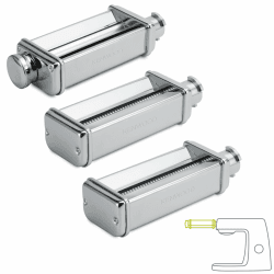 Kenwood Pasta-Set MAX980ME Zubehör für Kenwood Küchenmaschinen, elektrische Nudelmaschine mit Lasagne-Walze und Spaghetti und Fettuccine Aufsatz, Edelstahl, Silber Multipack