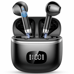 Bluetooth Kopfhörer, Kopfhörer Kabellos Bluetooth 5.3 mit 4 ENC Noise Cancelling Mic, Kabellose Kopfhörer HiFi Stereo, 40 std Spielzeit, LED-Anzeige, USB-C, Ohrhörer Bluetooth für Arbeit Spiel Sport Schwarz