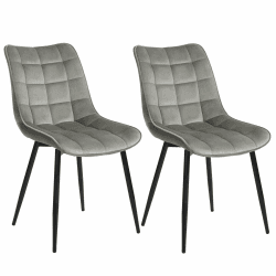 WOLTU Esszimmerstühle BH142hgr-2 2er Set Küchenstuhl Polsterstuhl Wohnzimmerstuhl Sessel mit Rückenlehne, Sitzfläche aus Samt, Metallbeine, Hellgrau Hellgrau Samt