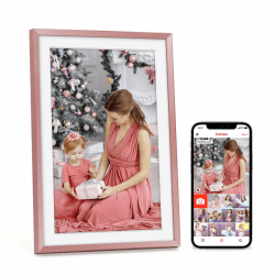 Digitaler Bilderrahmen mit 32GB Speicher, Apveelveer 10.1" WLAN Smart Fotorahmen mit 1280 * 800 IPS Touch Display, Auto-Rotation, Fotos & Videos über Frameo APP teilen, Beste Wahl für Geschenk, Rosa