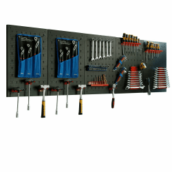 CCLIFE Werkzeugwand Lochwand Inkl.66-Teiligem Metall Werkzeuglochwand Vier Teile 200 x 60 x 2 cm Erweiterbar Zubehör Wandregal Werkzeugaufbewahrung Schwarz 5tlg