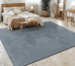 Paco Home Teppich Wohnzimmer Schlafzimmer Kurzflor Skandinavisches Boho Muster Geometrisch Rauten Motiv Einfarbig Weich Modern, Grösse:120x160 cm, Farbe:Anthrazit 7 120 x 160 cm (Rechteckig) Anthrazit 7
