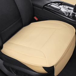 CICMOD Sitzauflagen Auto, PU Autositzbezüge Vordersitze, Sitzbezug Sitzkissen Auto, Sitzauflagen Anti Rutsch Autositzauflage Universal Vorne Auto Sitzschoner 1 Stück Beige
