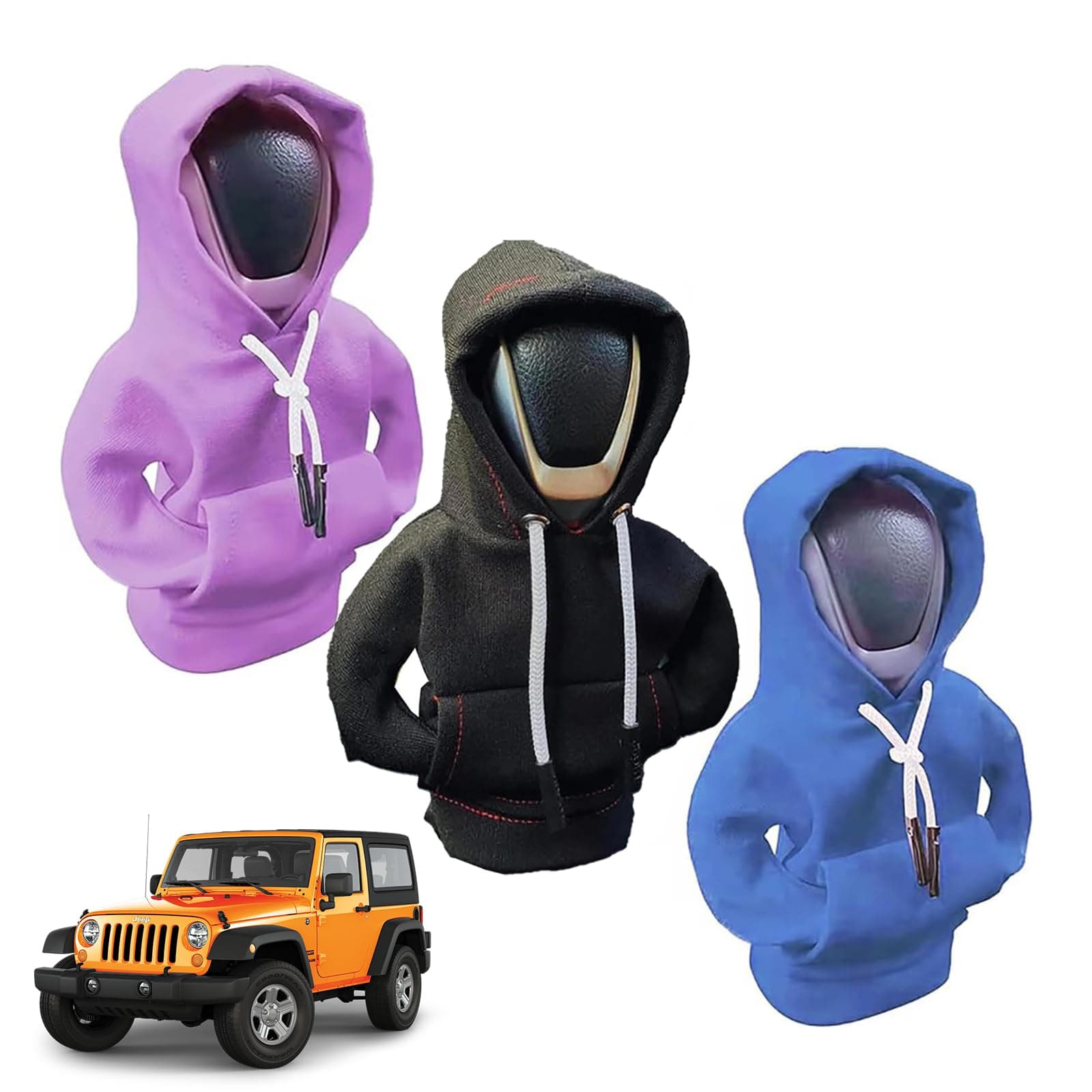 Xinlon 3 Stück Schaltknauf Hoodie, Universal Schaltknauf Hoodie Shifter, Schaltknauf Abdeckung für Auto Schalthebel Dekoration Zubehör 12 x 13 cm, Lustige Auto Schaltknauf Abdeckung