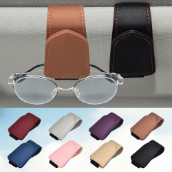 Modazon Brillenhalter für Auto, Sonnenbrillenhalter Auto, Magnetischer Leder-Sonnenbrillenclip für Autovisier, Autozubehör für Damen und Herren Innenraum, Visier Sonnenbrillenhalter Clip Schwarz + Braun