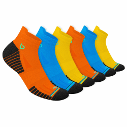 BAMBOS Sneaker Socken Ultraweich Bambus Herren Damen Kurz Sportsocken Laufsocken, 3/6 Paare 38-42 Blau, Gelb, Orange 6P